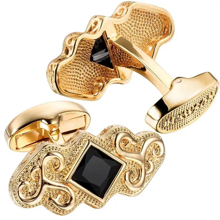 Gold Vintage Gemstone Cufflinks for Men Wholesale – Image 5
