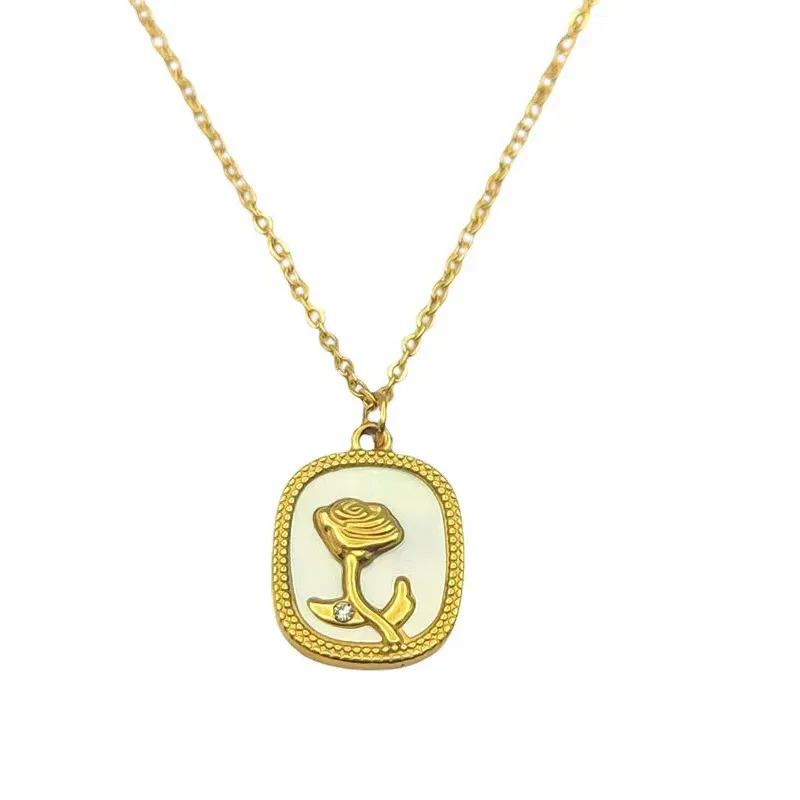stainless steel rose flower necklace-bespoke service ODM jewelry manufacturer