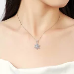 Wholesale Silver Plated Snowflake Flower Pendant Necklace