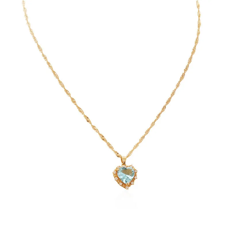 Prong Setting Romantic Heart Birthstone Necklace | Jewelry Private Label