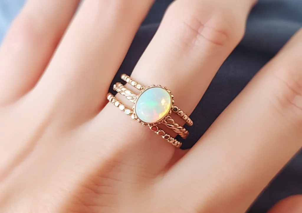 Custom Stainless Steel Opal Ring