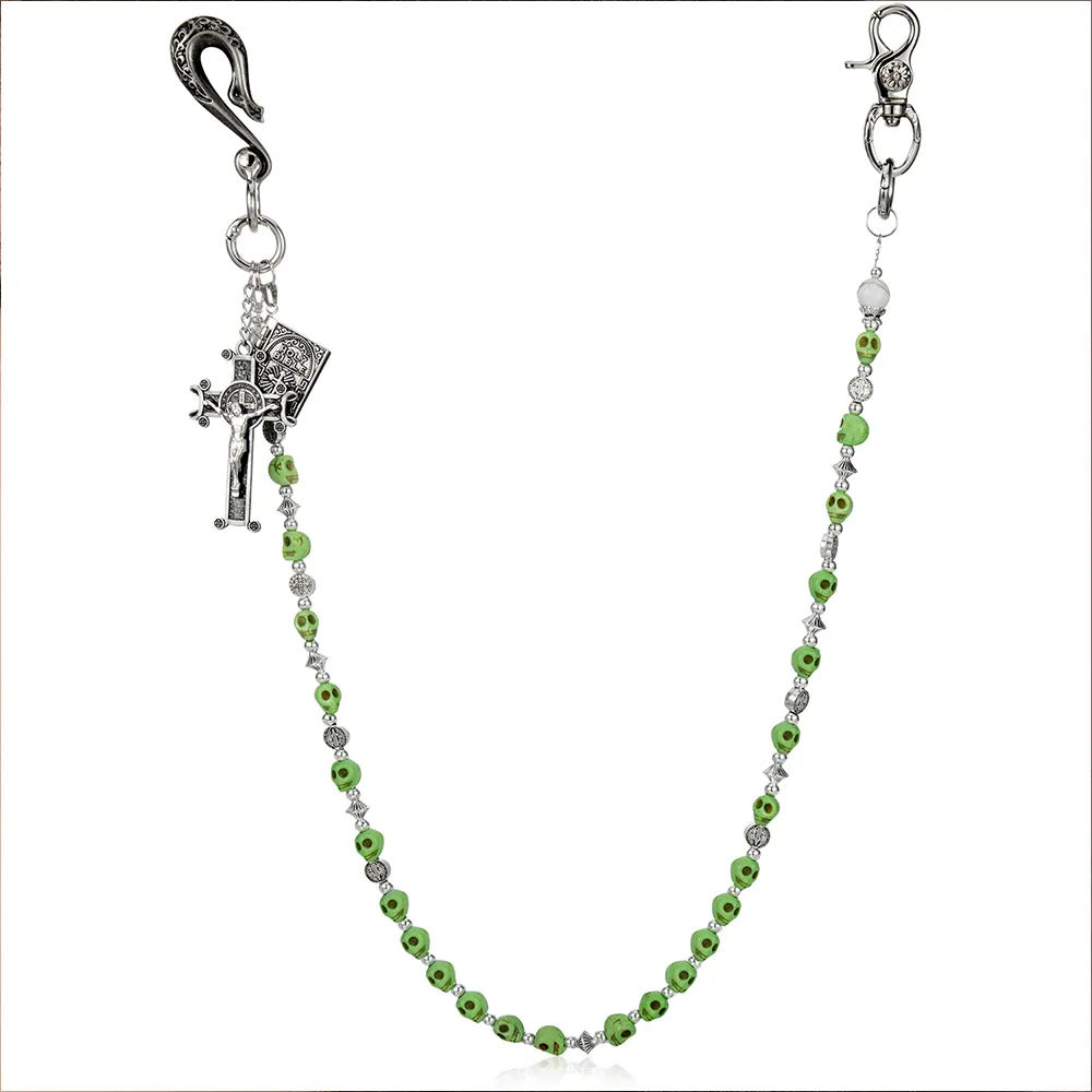 Natural Stone Skull Bead Cross Figure Charm Pants Chain Bespoke Jewelry Design for Distributors
