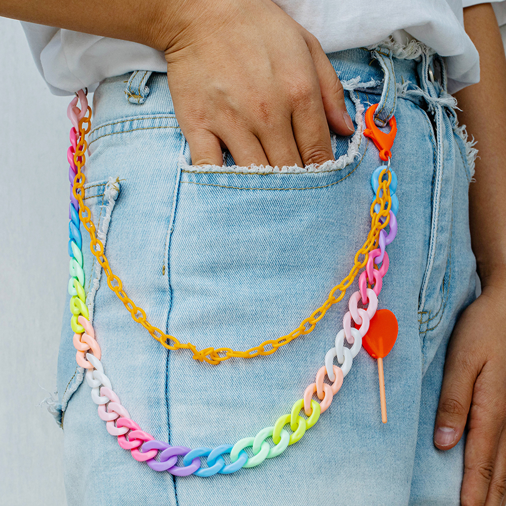 Acrylic Double Layer Rainbow Jean Chain for Factory