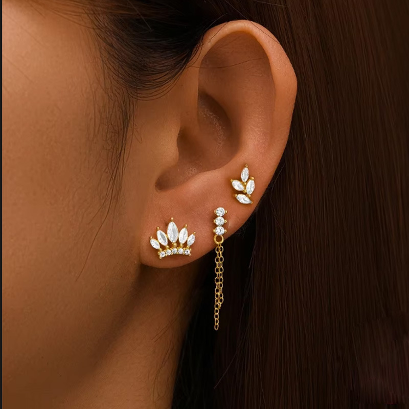 ASTM F136 Titanium Zircon Flat Back Earring for Women Internal Thread Ear Studs Lobe Helix Tragus Cartilage Piercing Jewelry - Image 3