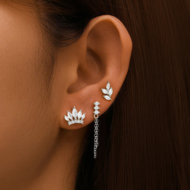 ASTM F136 Titanium Zircon Flat Back Earring for Women Internal Thread Ear Studs Lobe Helix Tragus Cartilage Piercing Jewelry - Image 4
