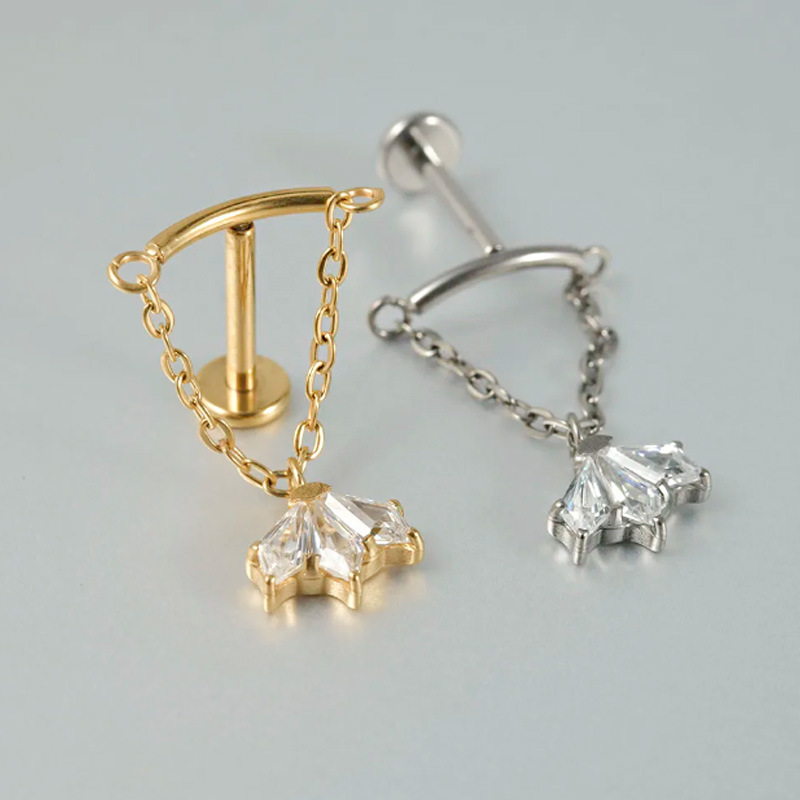 ASTM F136 Titanium Zircon Flat Back Earring for Women Internal Thread Ear Studs Lobe Helix Tragus Cartilage Piercing Jewelry - Image 5