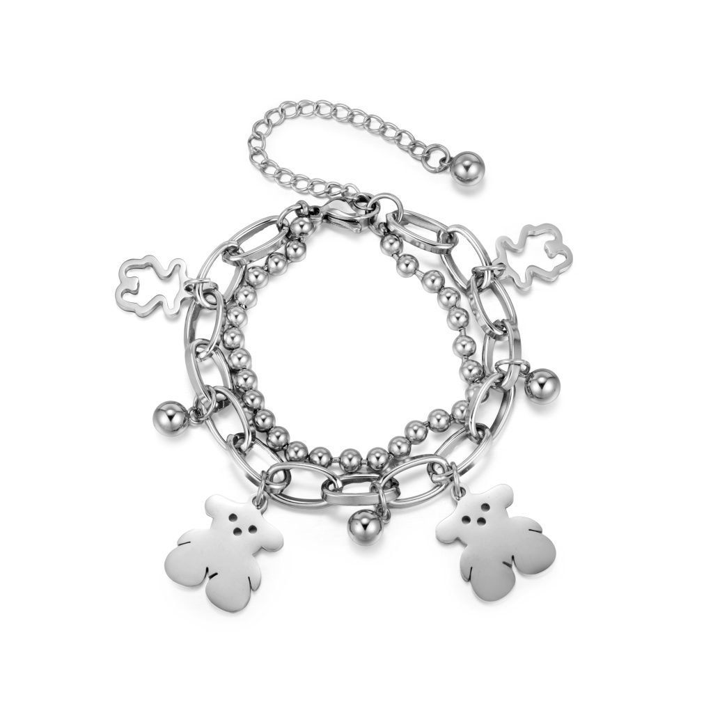 Stainless Steel Multi-Layer Bead Bear Charm Bracelet-Bespoke Jewelry Service for brands