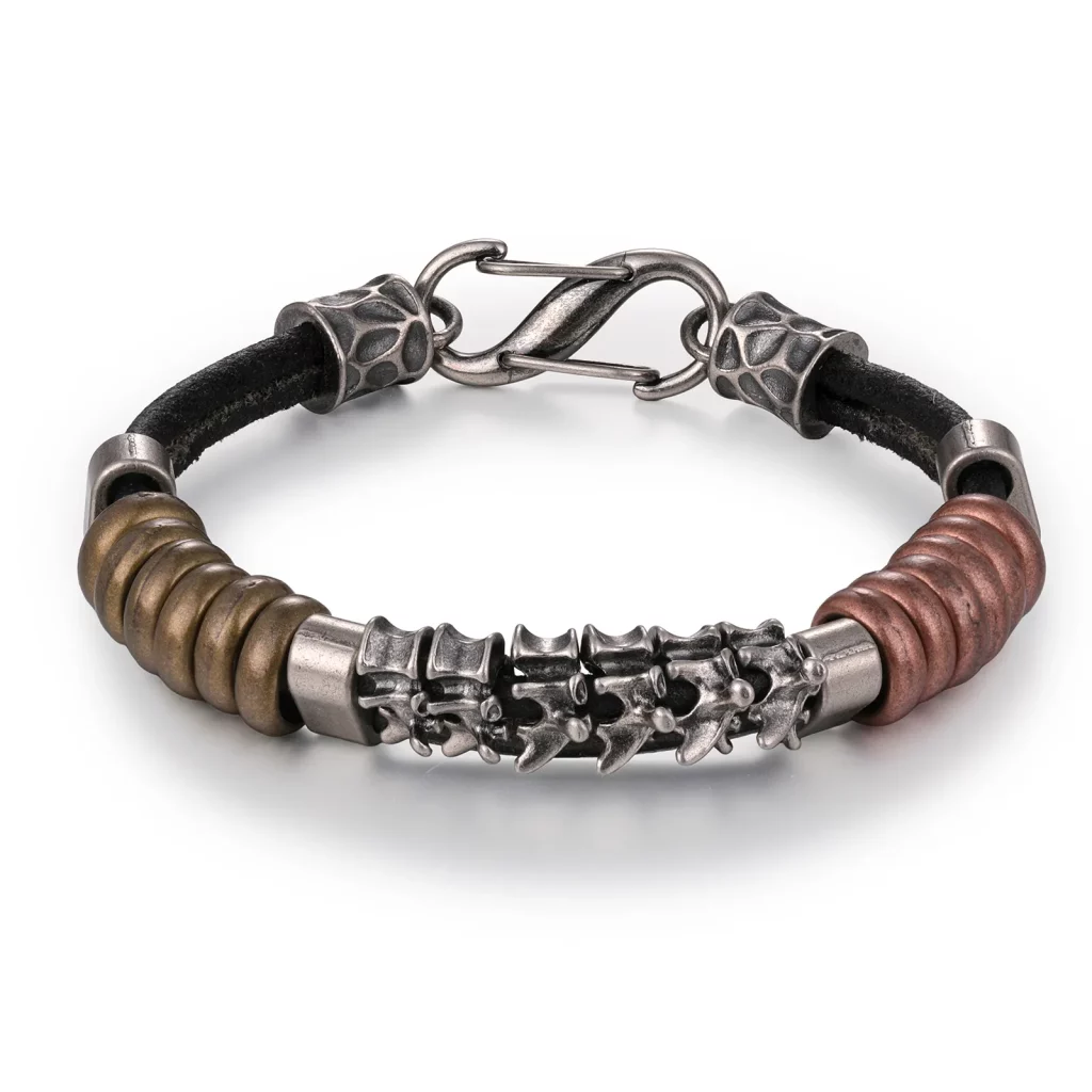 316L stainless steel Random creases-asymmetrical construction style leather bracelet China Jewelry Factory