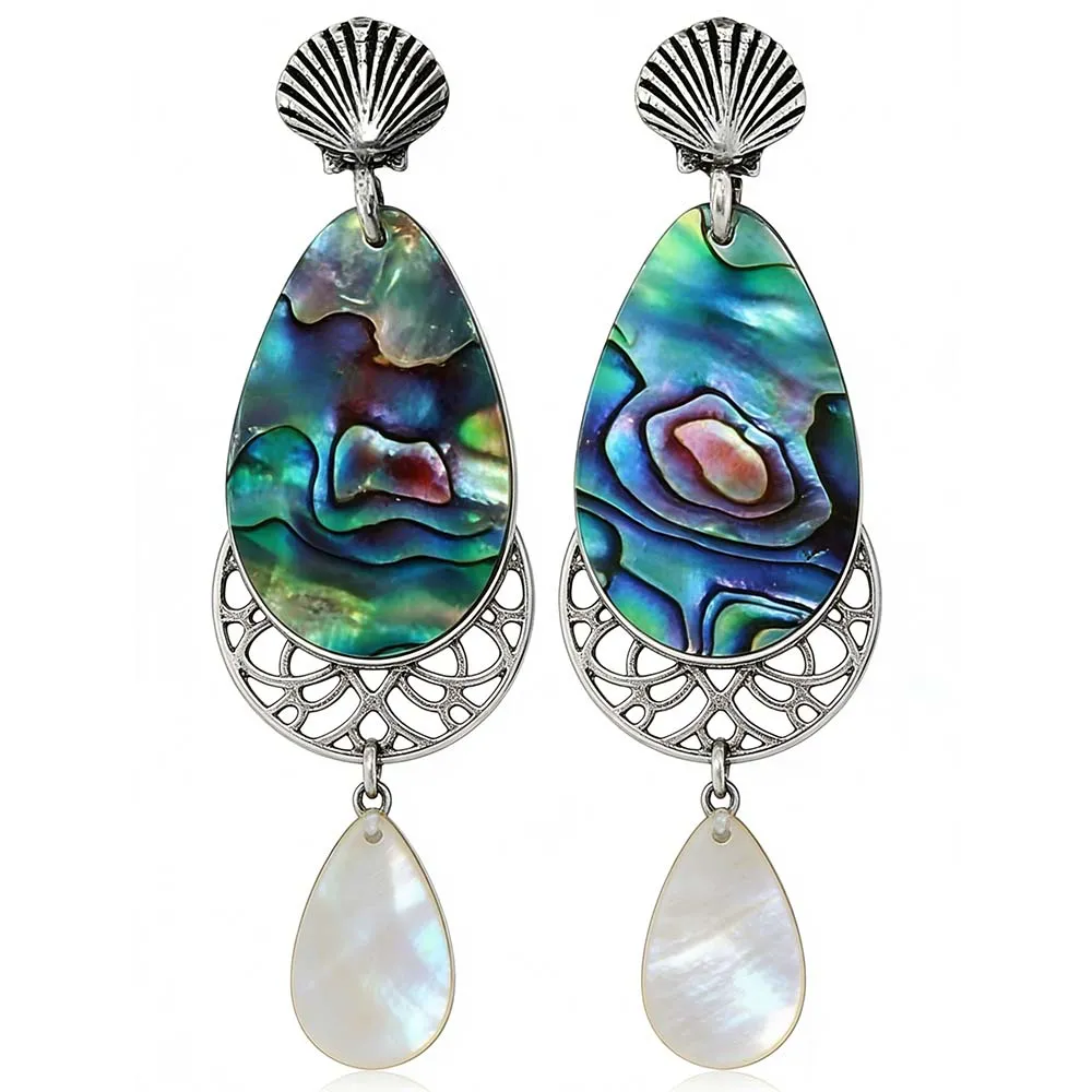 Abalone Shell Statement Earrings with White Mother of Pearl Private Label Jewelry