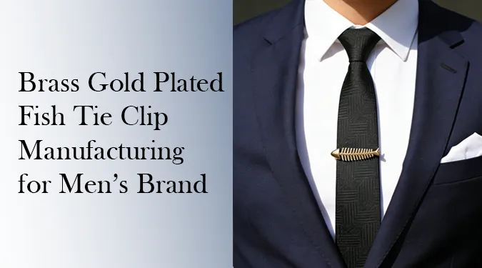 Brass Gold Plated Fish Tie Clip Manufacturing for Men's Brand