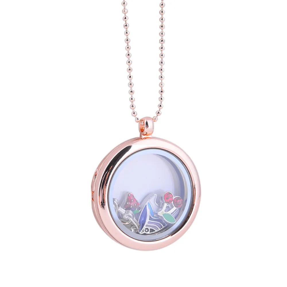Customizable rose gold glass floating locket necklace for e-commerce stores