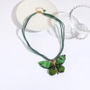 Green color batterfly resin necklace OEM Jewelry Manufacturer