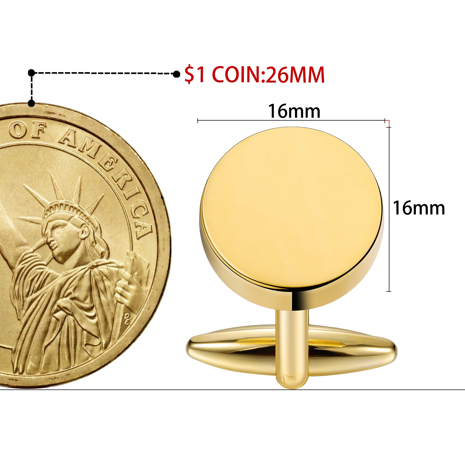 Stainless steel customizable round cufflinks for fashion brands