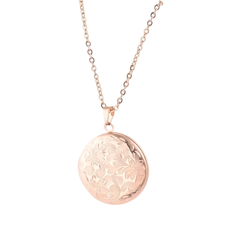 316L stainlessa steel retro pattern photo locket necklace manufacturing for brands