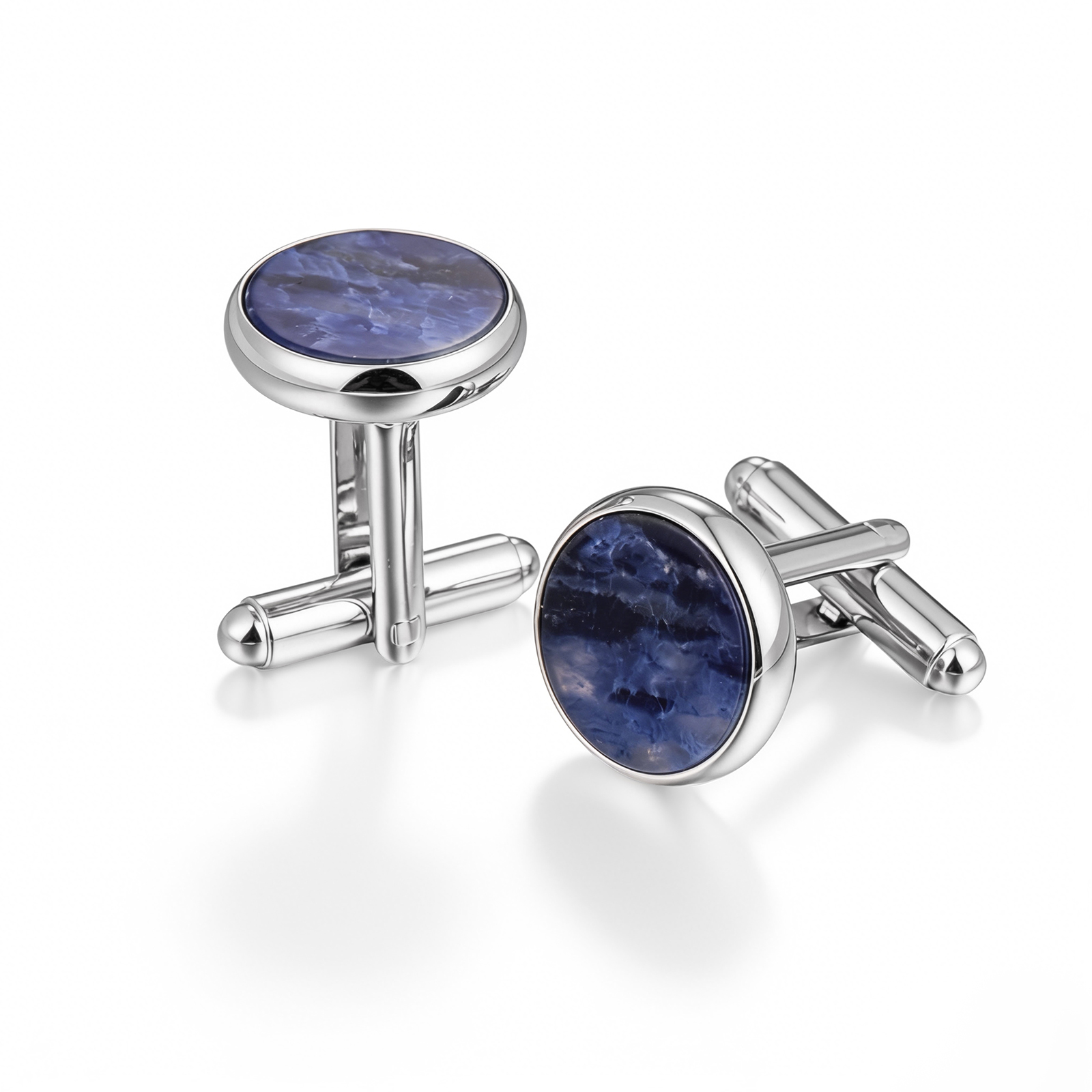Customized natural stone inlaid copper cufflinks