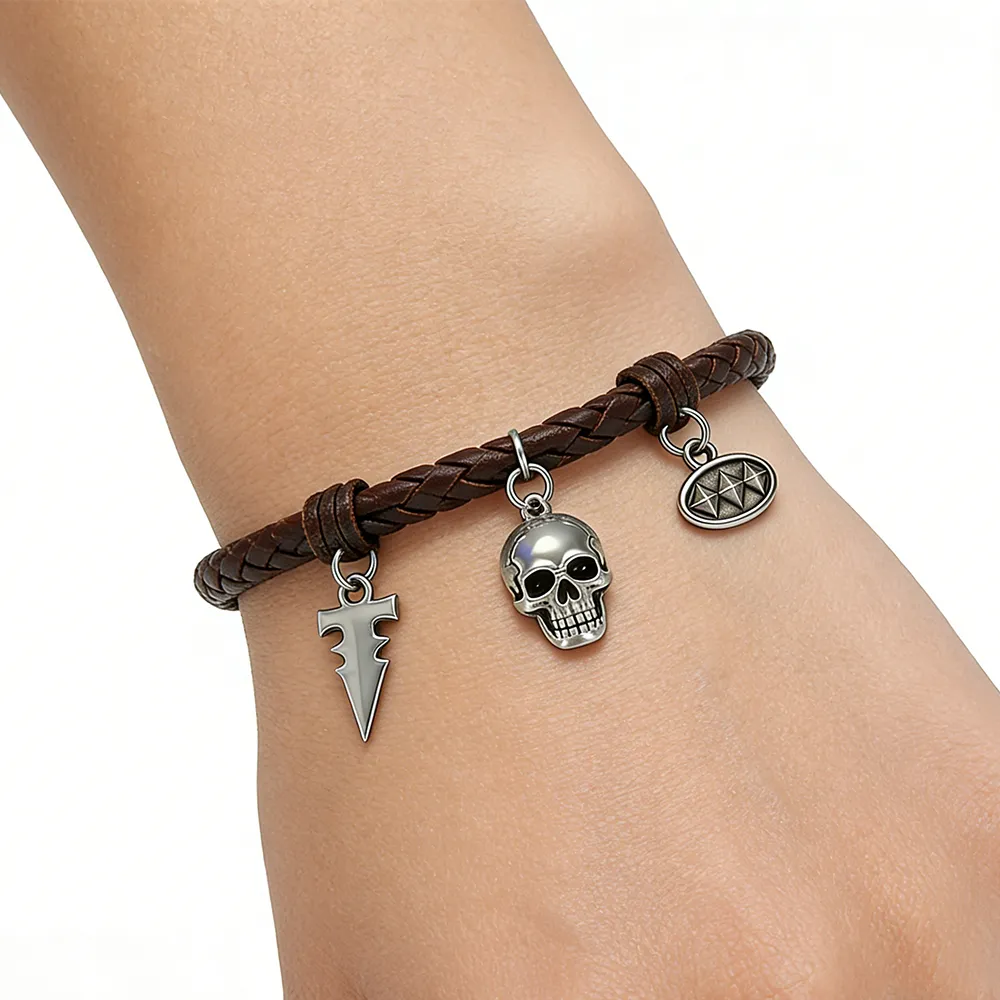 Street Dark-style Braided Leather Bracelet Jewelry Source Factory