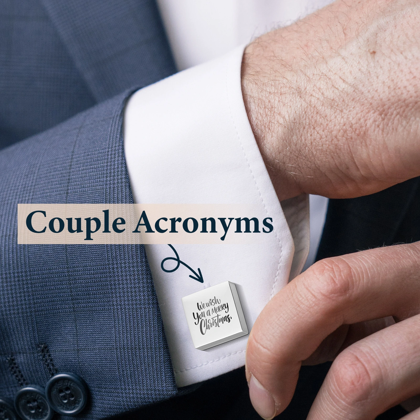 Stainless steel square customizable laser engraved logo cufflinks for wholesale buyers