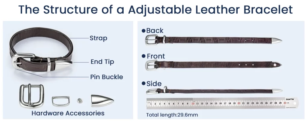 The Structure of a Adjustable Leather Bracelet