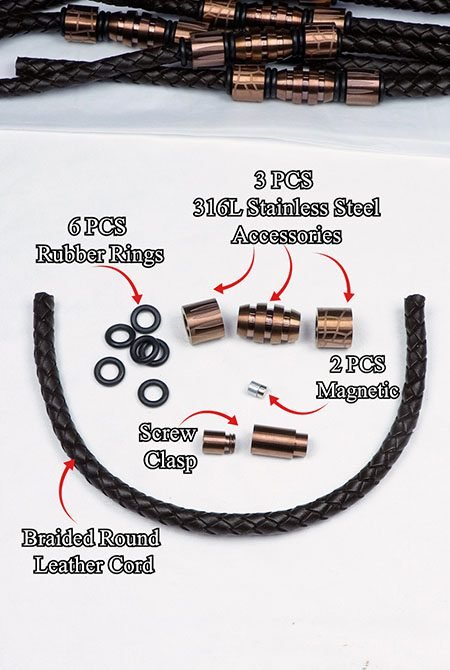 All accessories for a leather bracelet